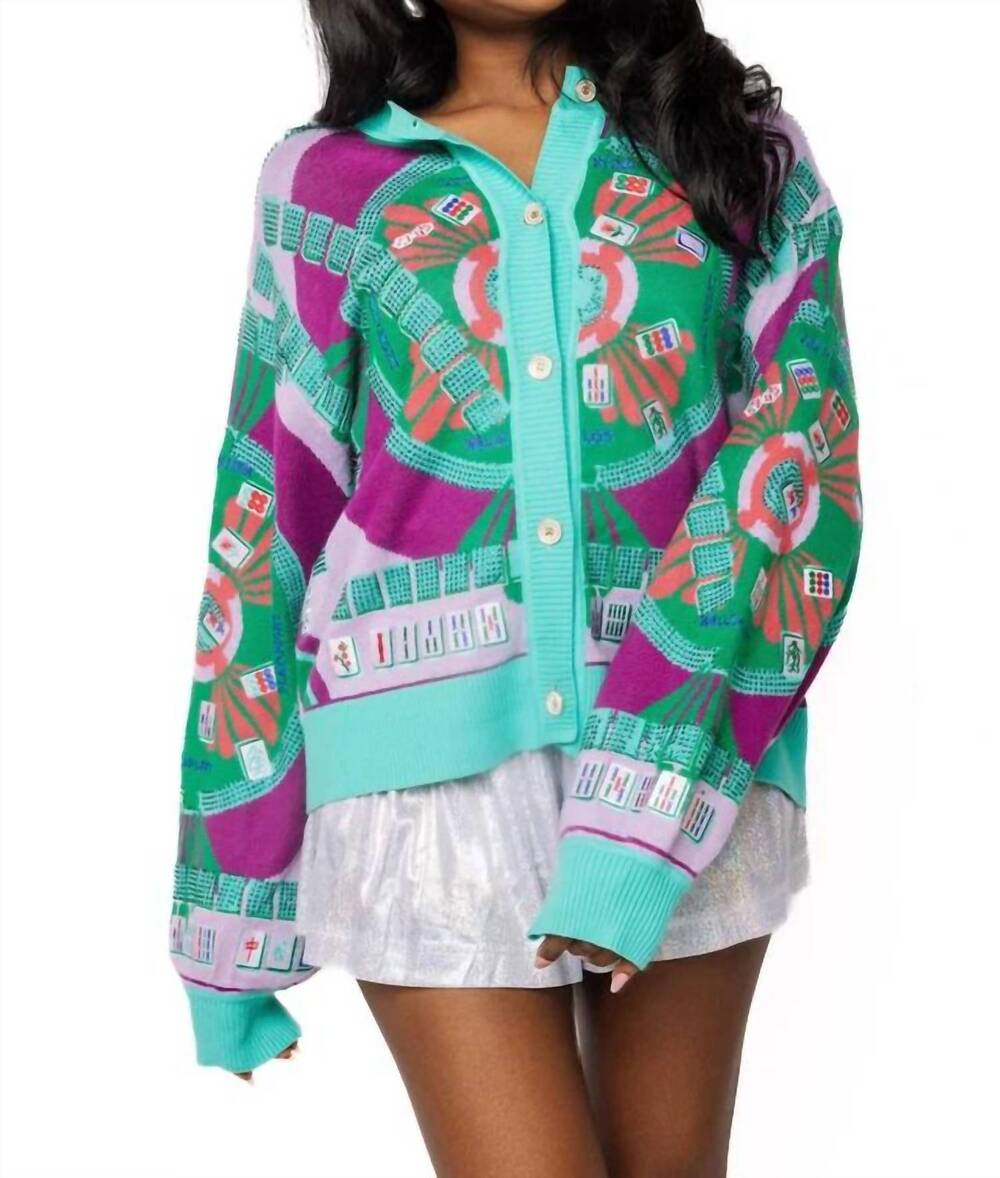 NEW QUEEN OF SPARKLES mahjong button up cardigan in multi